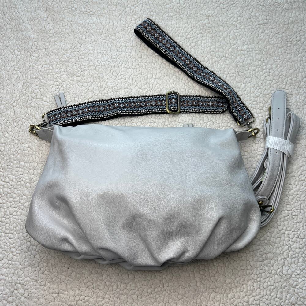 Joy Susan Light Gray Hobo Slouch Bag